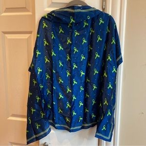 100% silk 36x36 square scarf, mental health awareness ribbon pattern